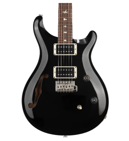 prs ce 24 semi-hollow electric guitar custom color black with black binding