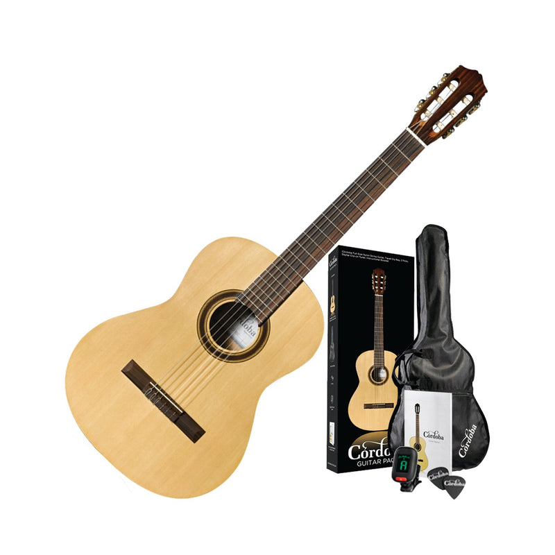 cordoba cp100 guitar pack classical acoustic nylon string guitar protégé series with standard gig bag