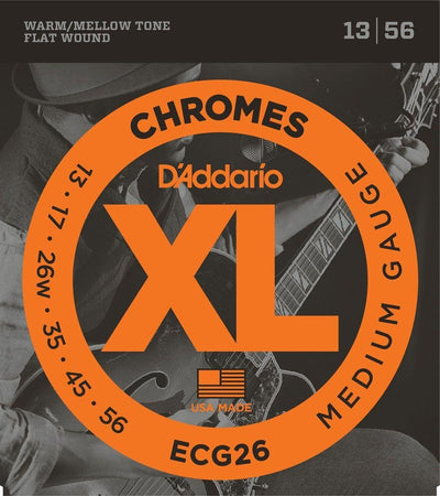 d'addario ecg26 chromeselectric flatwound guitar strings 13-56