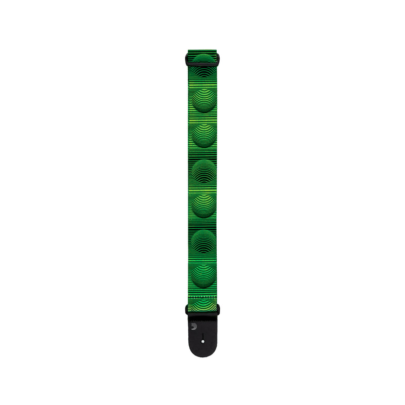 Polyester Guitar Strap Optical Art Green Orbs By D&