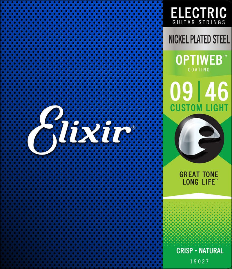 elixir optiweb custom light gauge coated electric guitar strings