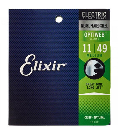 elixir optiweb medium gauge electric guitar strings 11-49