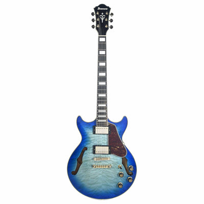 ibanez am93qm artcore expressionist semi-hollow body electric guitar (jet blue burst)
