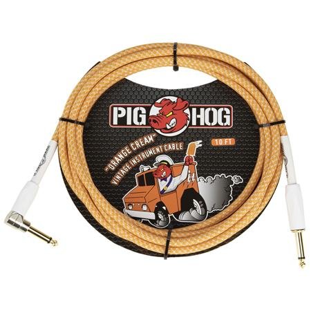 pig hog orange creme instrument cable, 10ft right angle