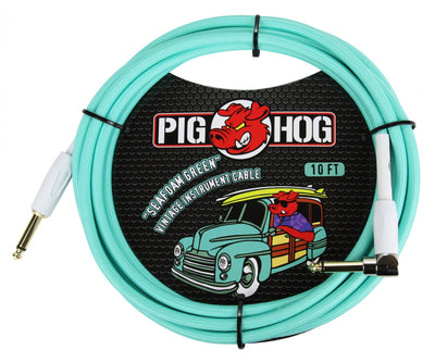 pig hog 10' guitar cable seafoam right angle pch10sgr