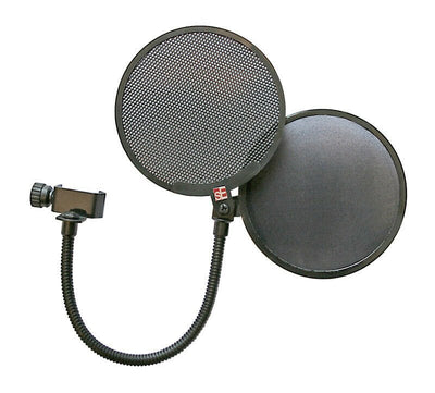 se electronics dual pop filter with fabric screen and metal shield
