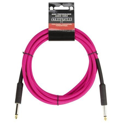 strukture sc10np 10' instrument cable, 6mm woven, neon pink